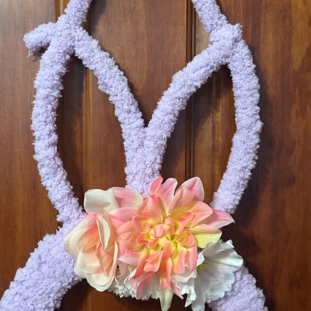 Handmade Purple Bunny Wreath With Flowers - Picture 8 of 16